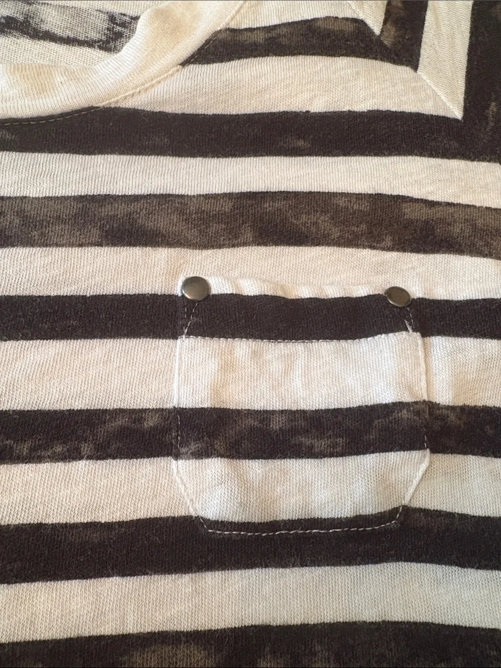 Old Navy Black and White Striped Short Sleeve Tee with Pocket
